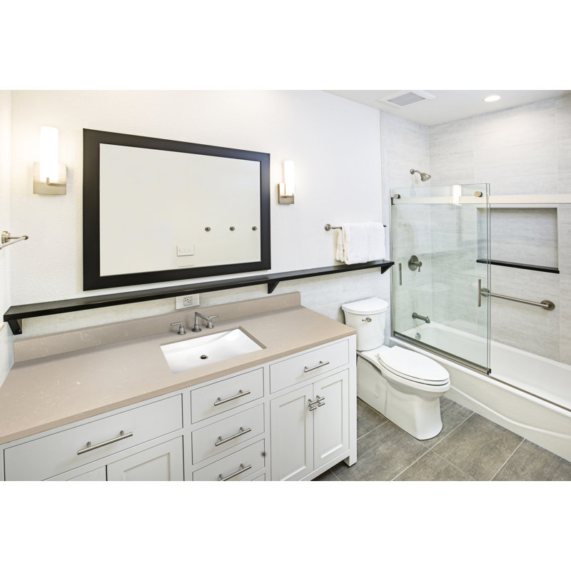 Cosmic Sand 61" Beige Engineered Marble Vanity Top with White Rectangular Sink