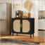 Élégante armoire-buffet noire avec beaucoup de rangement et des pieds en bois massif durable pour les salles à manger modernes-1493206647