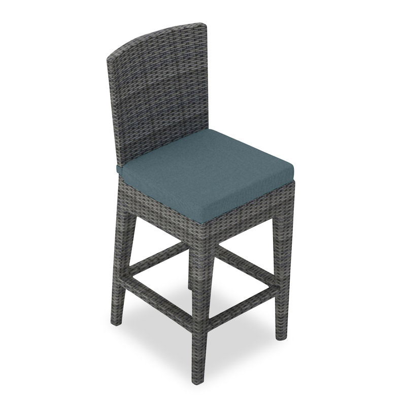 Arden Outdoor Bar Stool, Canvas Natural Sunbrella® Canvas, 25", Textured Slate