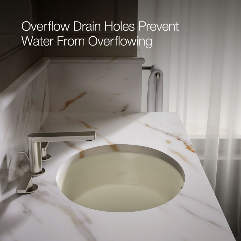 Verticyl Ceramic Oval Undermount Bathroom Sink with Overflow, Biscuit