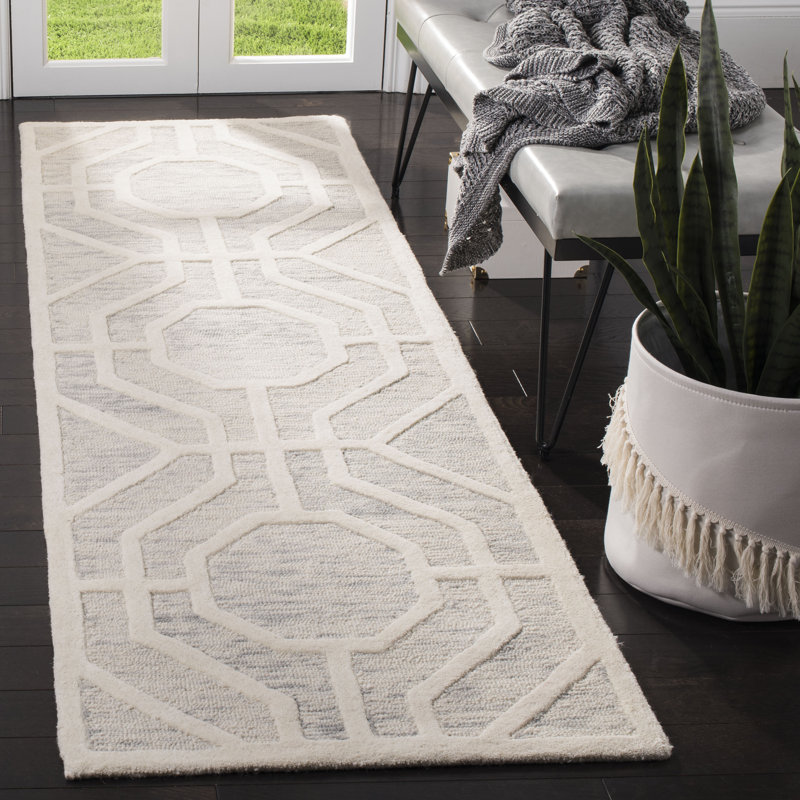 Deedgra Hand Tufted Wool Geometric Rug, Runner 2'6" x 8'