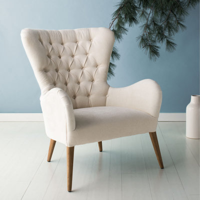 Dove 31.5" Wide Tufted Polyester Wingback Chair by George Oliver