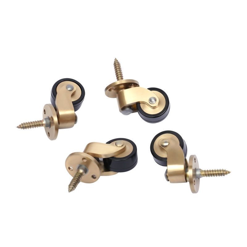 Brass Furniture Casters Set, 360° Swivel Wheels