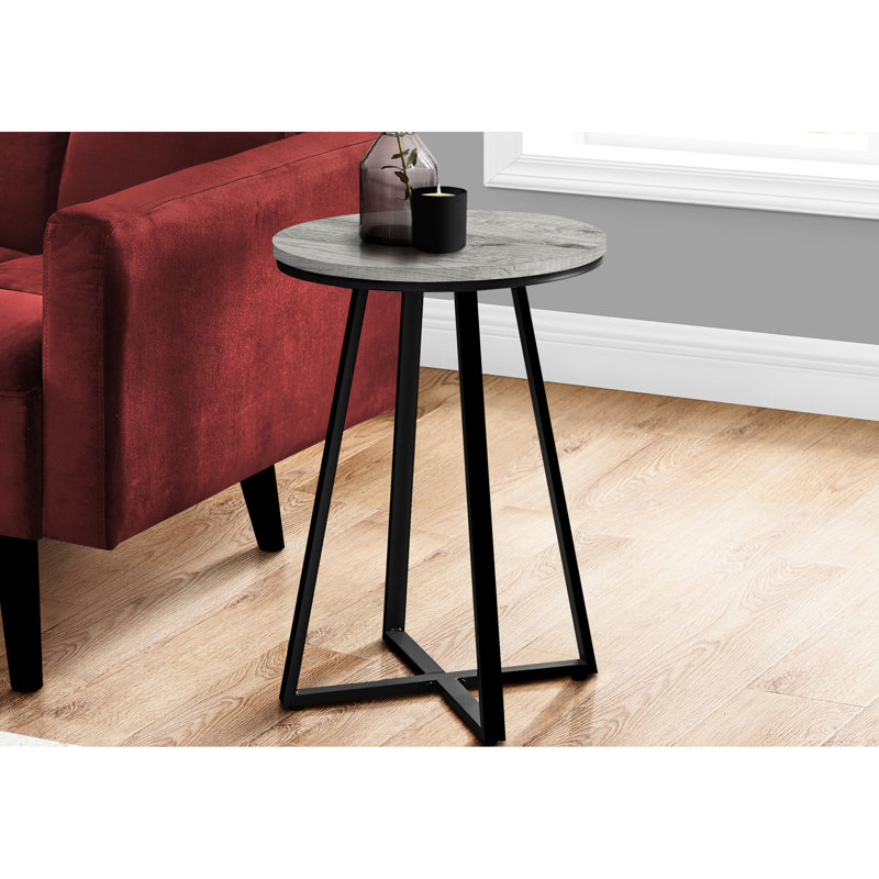 Table d'appoint moderne en stratifié gris avec métal noir pour espaces de vie - plateau et base