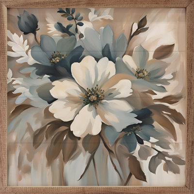 Présentoir floral bleu et brun clair
