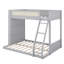 Lit superposé simple au-dessus de double avec tablettes de rangement et DEL, lits superposés de plancher en bois avec rangement-1468815791