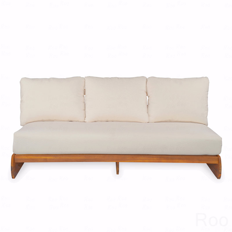Canapé d'extérieur 3 places paresseux, bois d'acacia, Beige