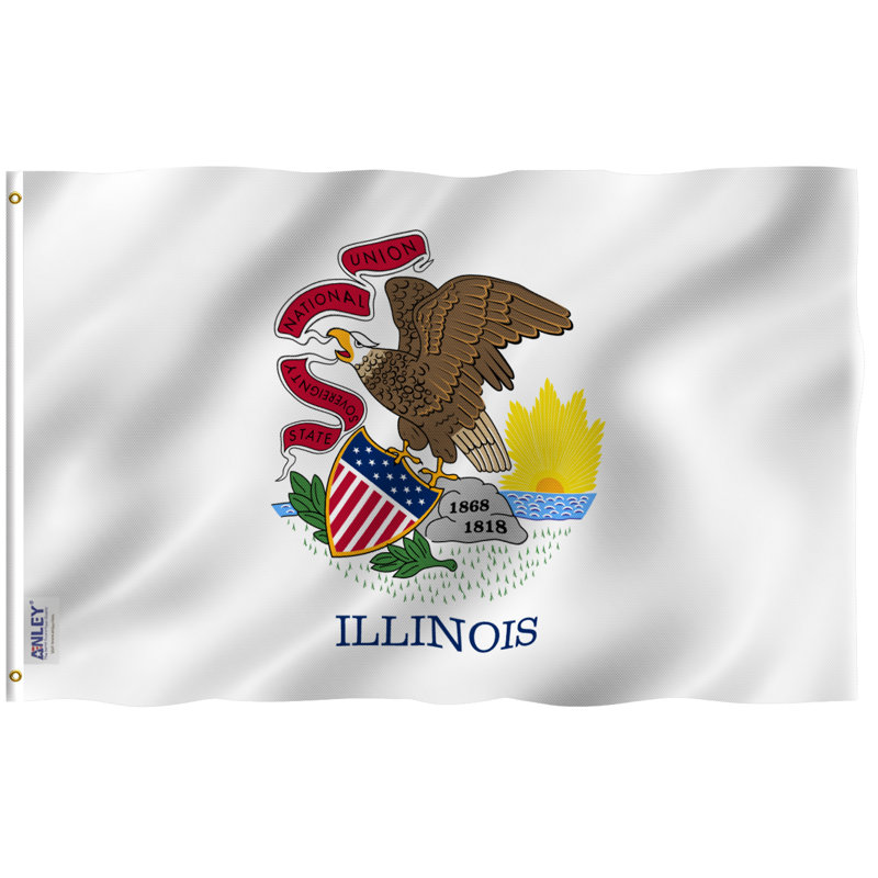 Drapeau de l'État de l'Illinois en polyester 36 po x 60 po Drapeau de la maison