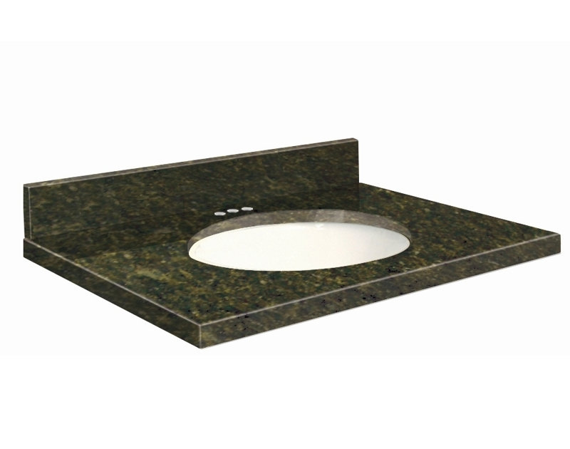 Dessus de salle de bain simple 43 po meuble-lavabo, Blanc, Vert Uba, Décalé de 8 po