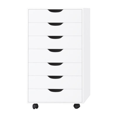 7-Drawer Mobile File Cabinet with Storage, Wood Storage Cabinet, Rolling Organizer for Office Supplies, Documents, Craft Materials, Home Office & Study