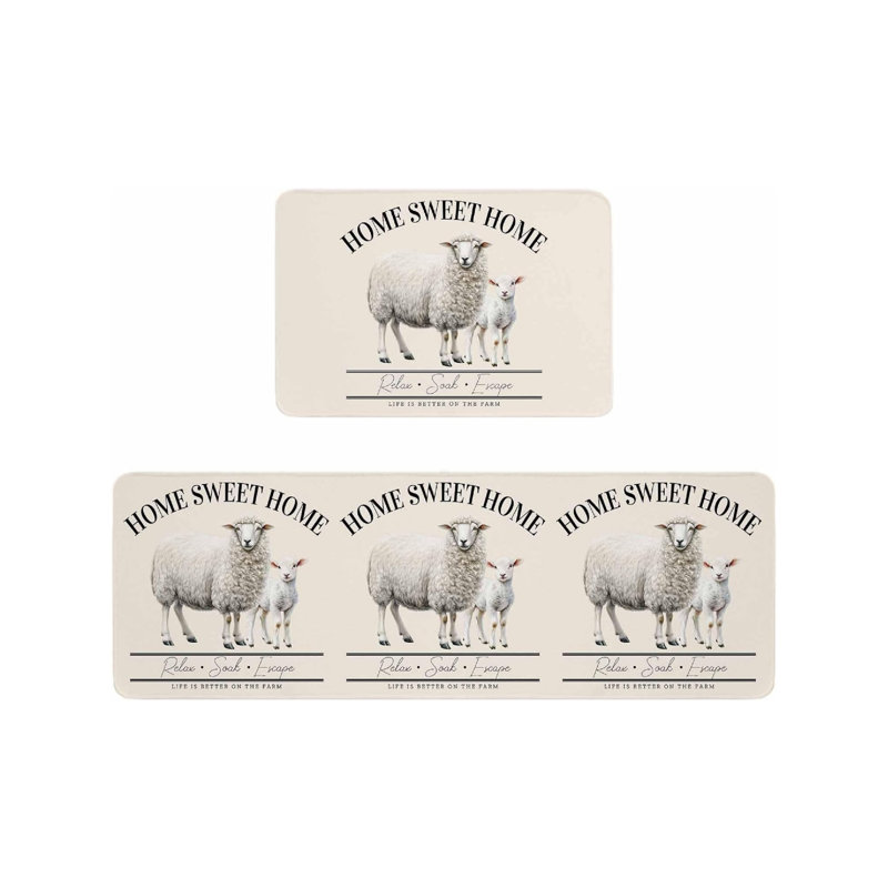 Paquet de 2 tapis de cuisine en mouton pour la maison et la maison, Sweet Home