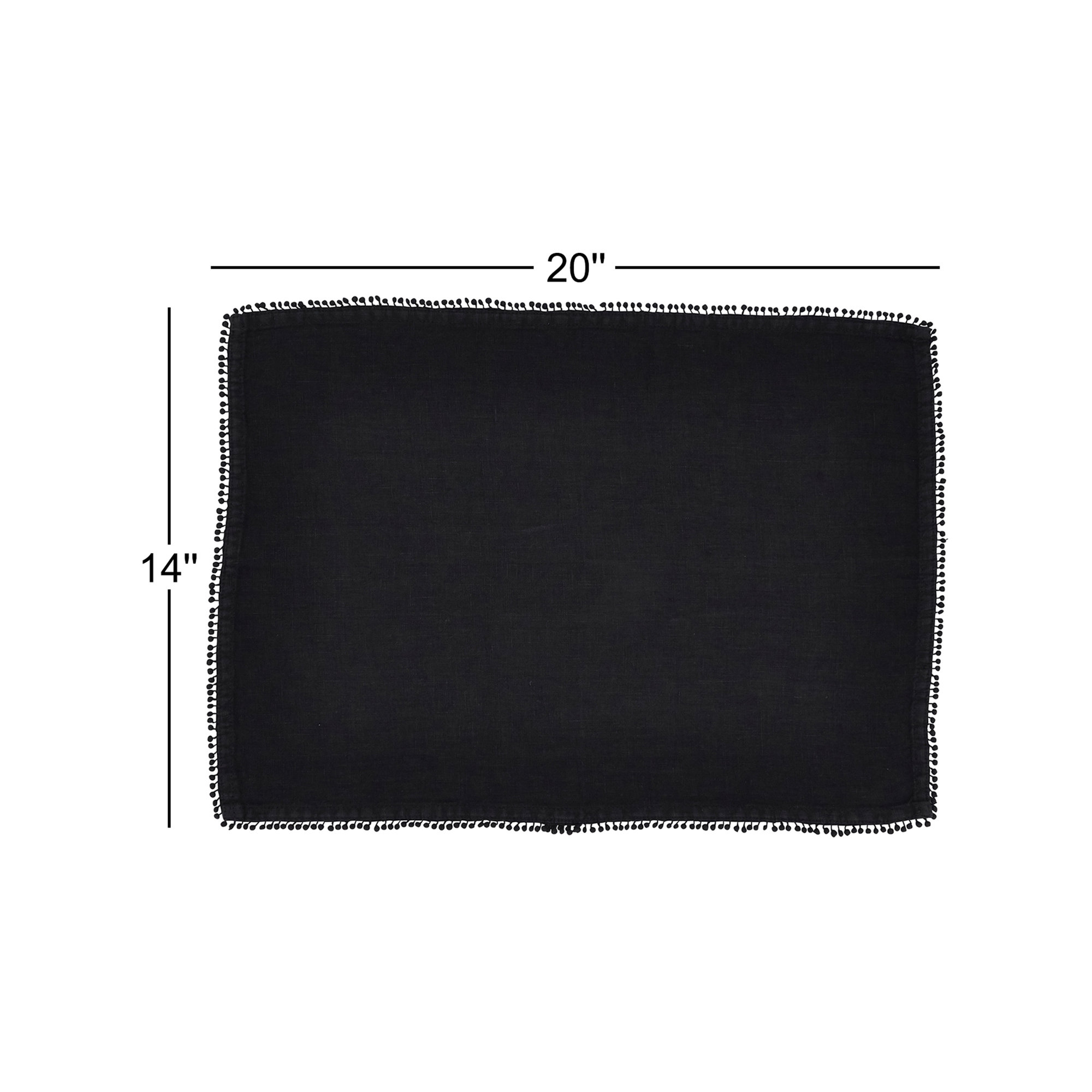 Brigid PomPom 20" Placemat, Black