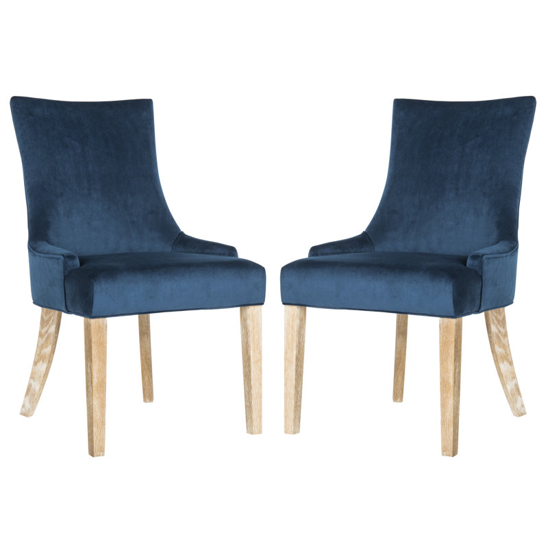 Baumgarten 49.53cm H Upholstered Side Chair, Navy, Light Wood