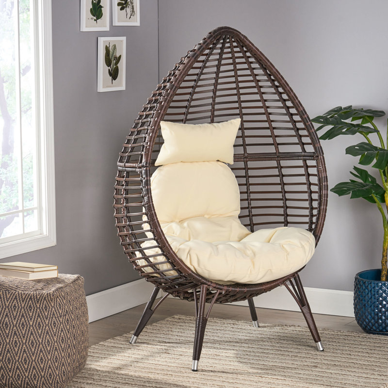 Outdoor Teardrop Lounge Chair, And Water - Cushions, Metal Resin , 39.76 Lb, 38.47 W X 33.4 D 58.83 H, Neutral Color