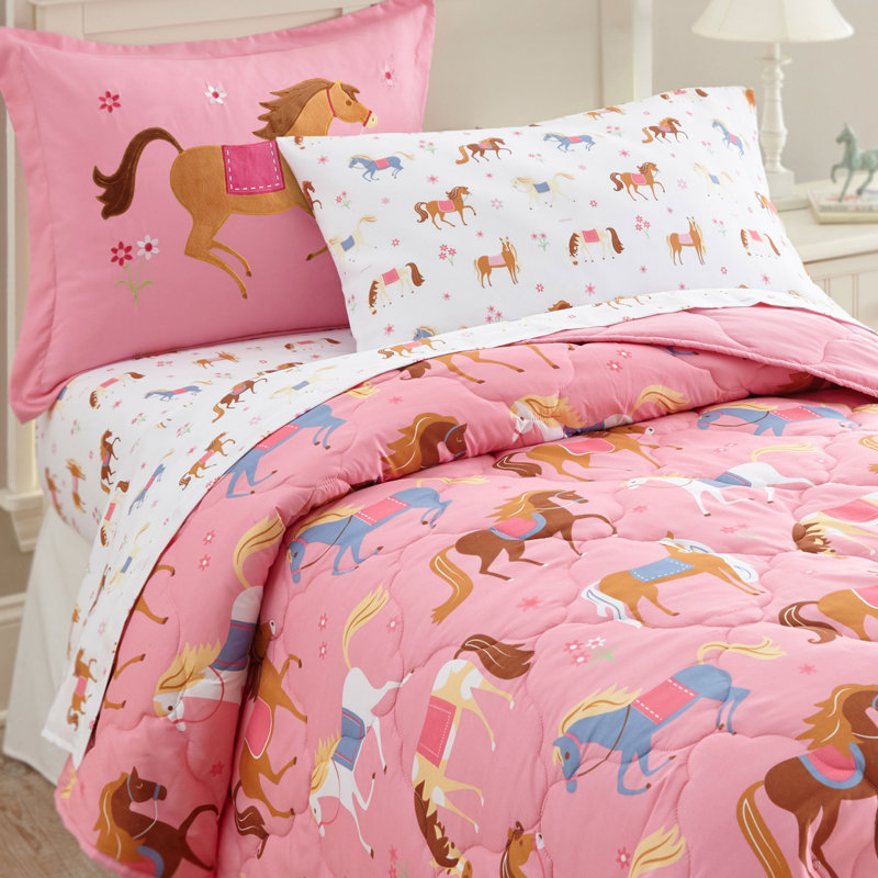 Wildkin Full Sheet Set – Soft Microfiber, Fitted & Top Sheet, Pillowcase - Horses