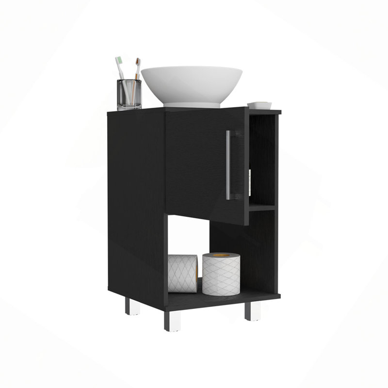 Meuble-lavabo simple 18 po, une tablette ouverte, une armoire à porte simple
