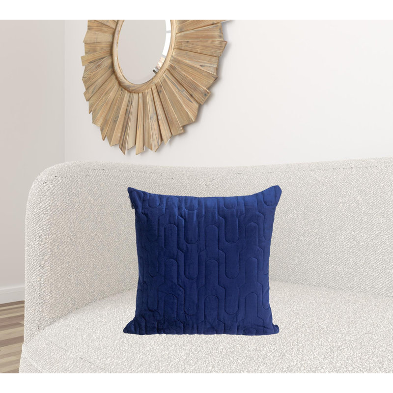 Coussin décoratif, Motif géométrique bleu matelassé