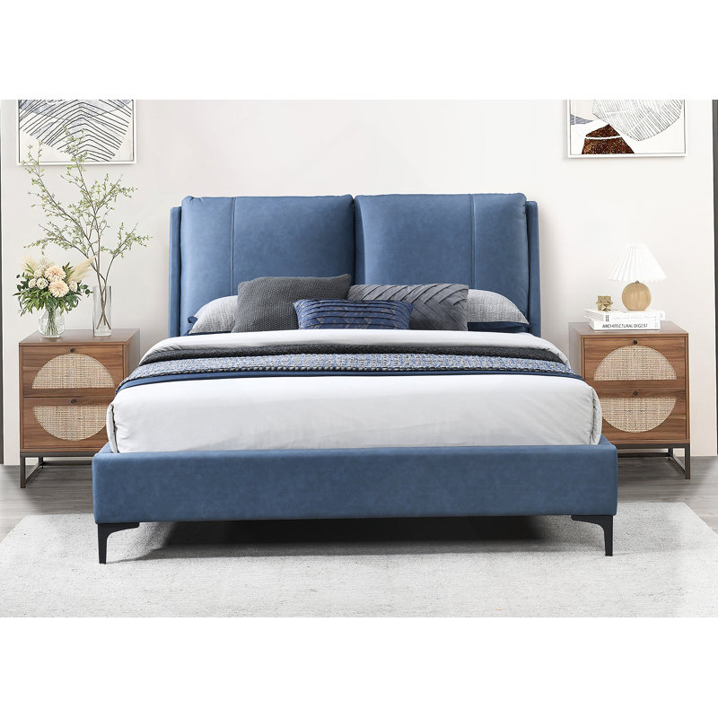 Très grand lit tapissier bleu, Bleu, Roi