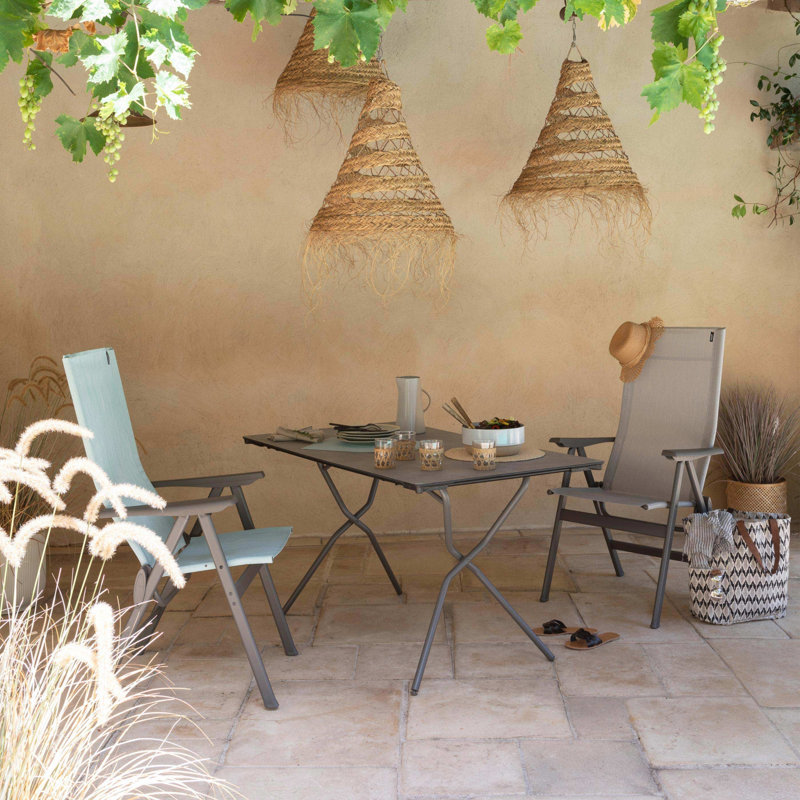 Chaise de patio avec coussins Costachi, Gris clair