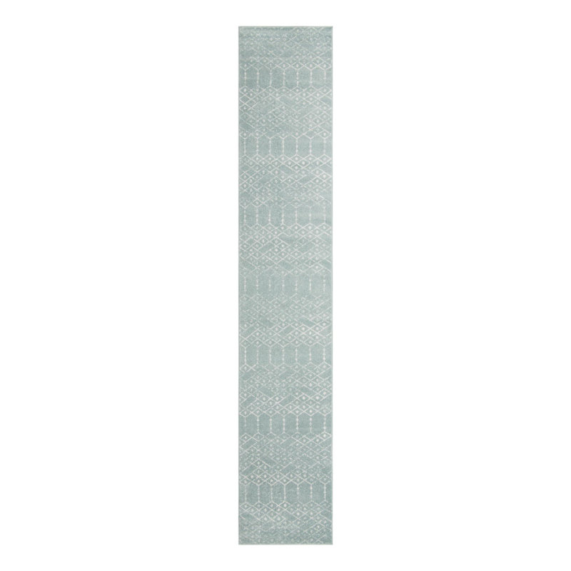 Sierra Geometric Area Rug, Runner 2'11" x 16', Aqua