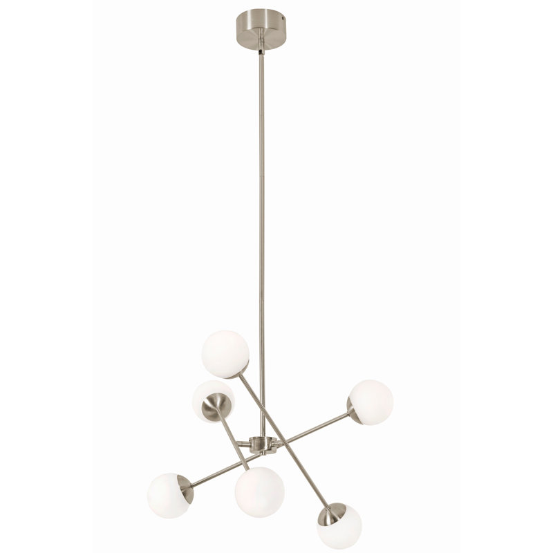 Luminaire suspendu spoutnik 6 lumières Nathir, Nickel satiné