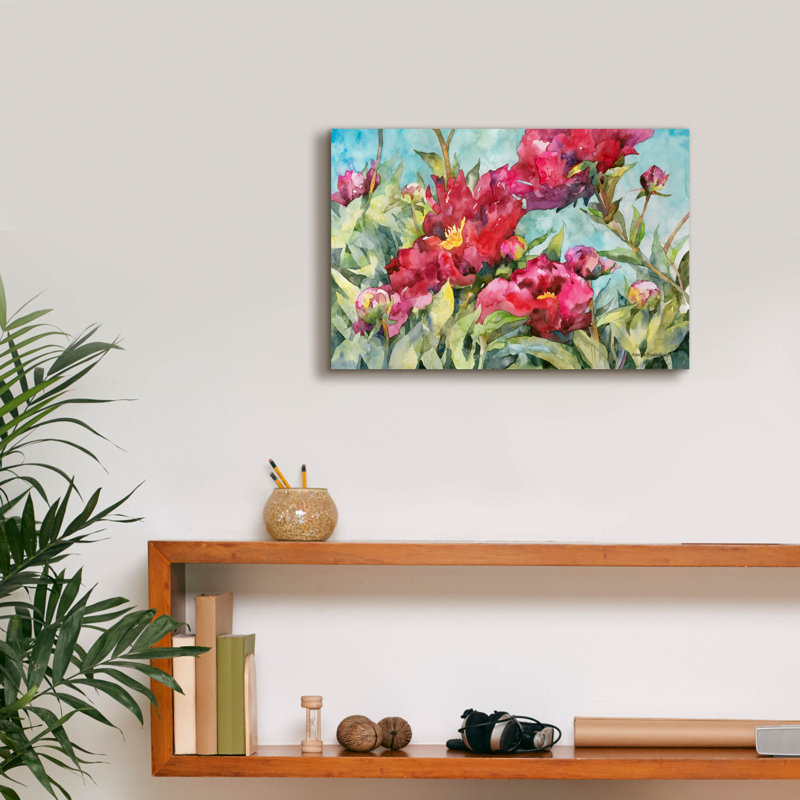 Art mural sur toile Winston Porter «Peony Paradise» par Annelein Beukenkamp, H 12 po x l 18 po x P 0,75 po