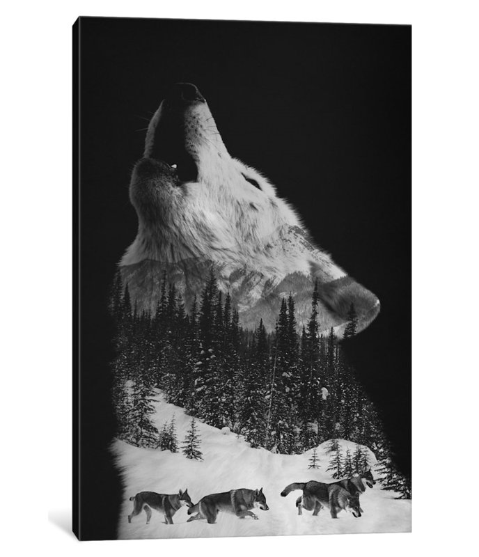 « wolfpack », impression sur toile, H 26 po x l 18 po x P 1,5 po