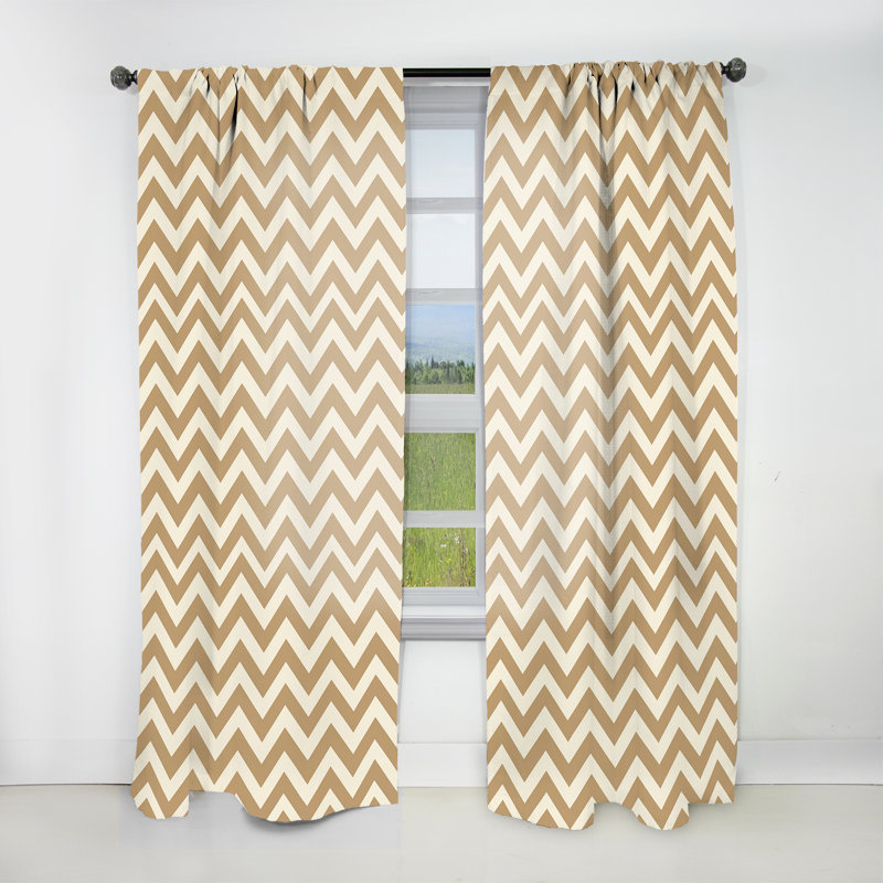 Chevron beige intemporel - Rideau à chevrons - Rideau à chevrons obscurcissant - 1 panneaux, L 52 po x L 120 po