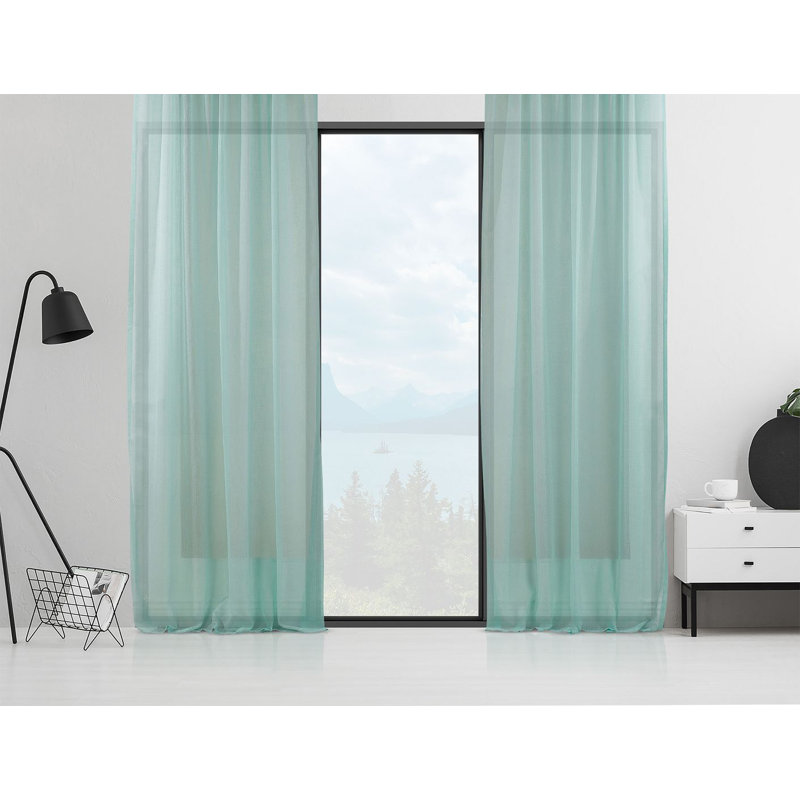 Sheer Curtain Panel Pair, Teal, 130cm Width x 350cm Drop