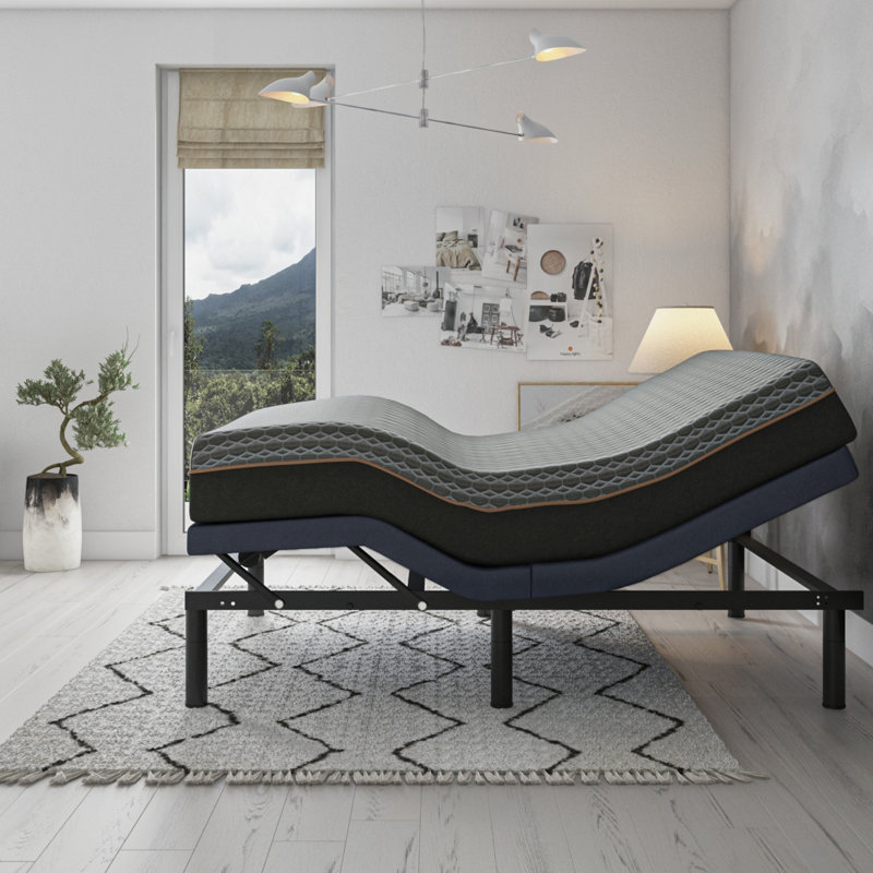 Base de lit hautement réglable avec réglages indépendants de la position de la tête et des pieds pour un confort optimal et une détente personnalisée.