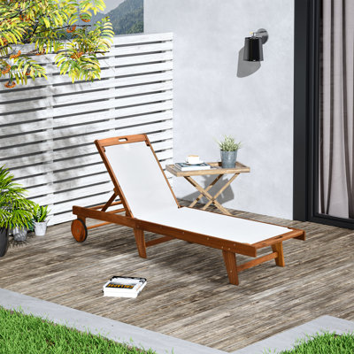 198cm Long Reclining Acacia Single Chaise