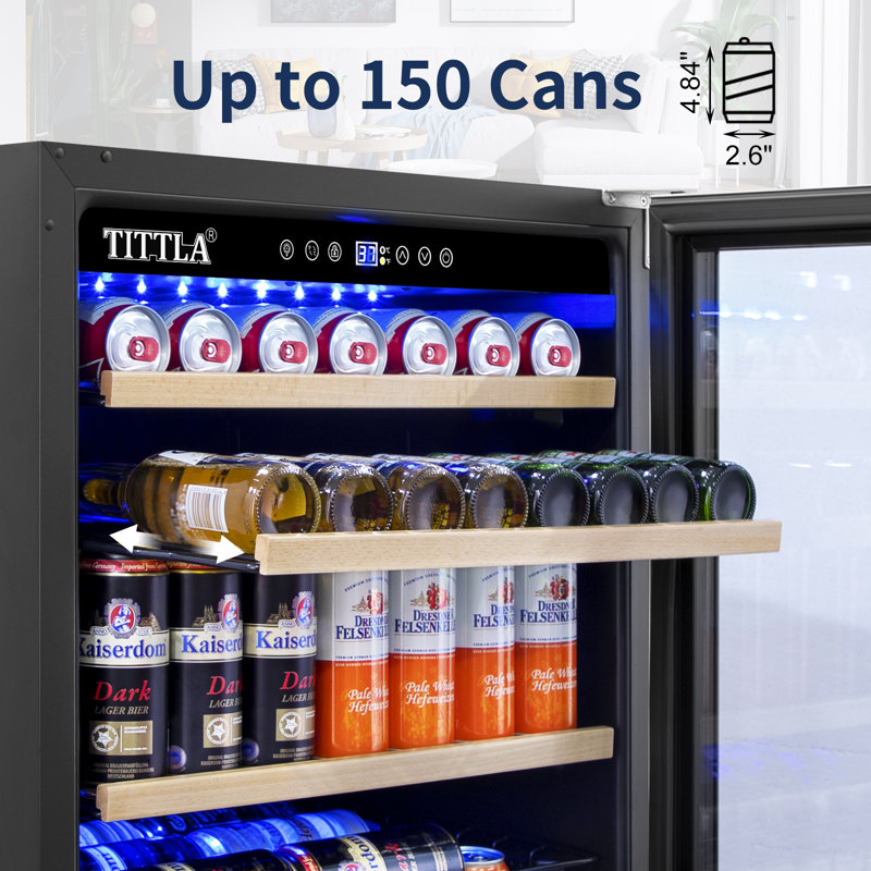 24'' 150 Can Freestanding/Built-in Reversible Door Hinge Beverage Refrigerator