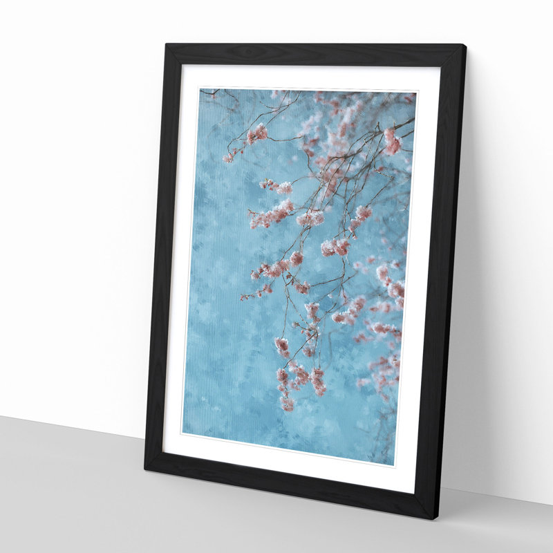Beautiful Pink Cherry Blossom - Picture Frame Graphic Art Print, 87cm H x 62cm W x 2cm D, Black Framed