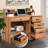 Catrimown Computer Desk with Drawers and Hutch, Farmhouse Home Office Desk, Wood Student Desk with File Drawer for Bedroom-2031120301
