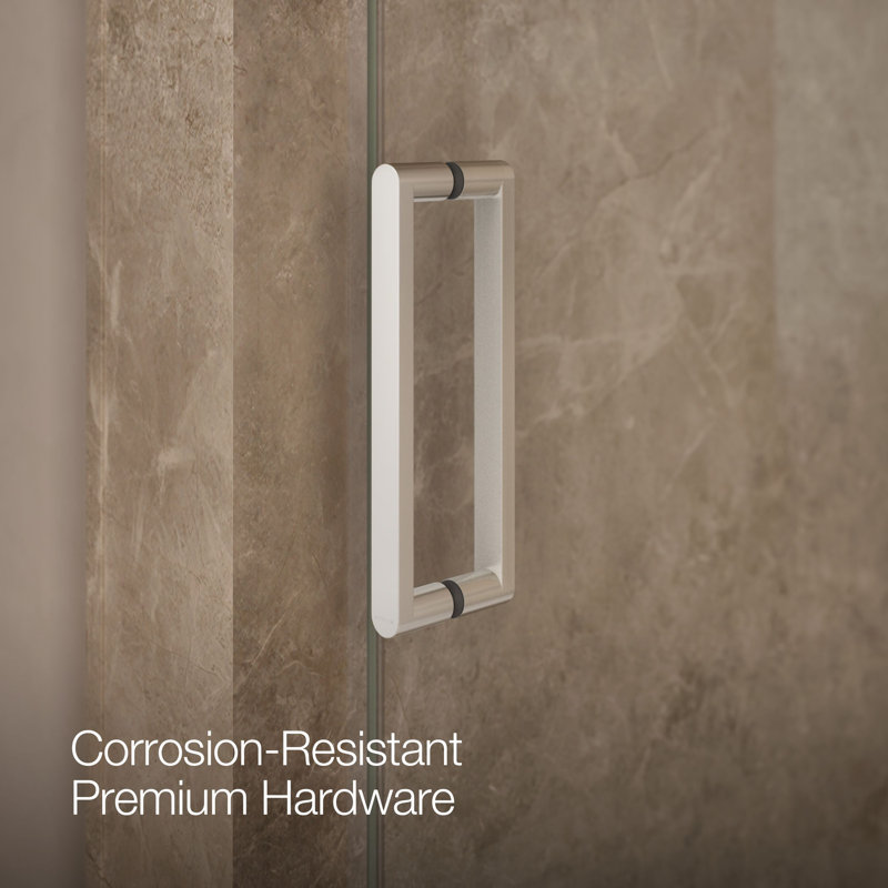Revel 48'' x 74'' Pivot Shower Door with CleanCoat® Technology, Crystal Clear, Bright Polished Silver