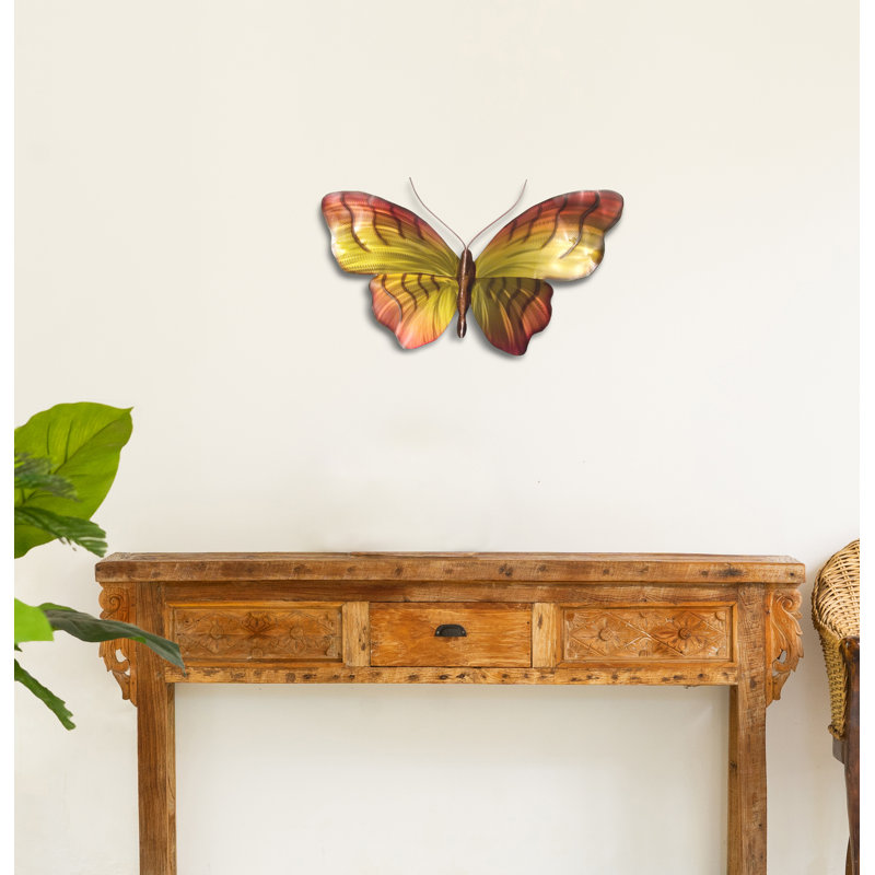 Décoration murale en métal papillon zèbre