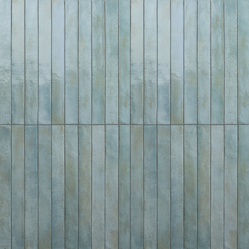 Liv 2" x 18" Zellige Subway Porcelain Wall Tile, Turquoise