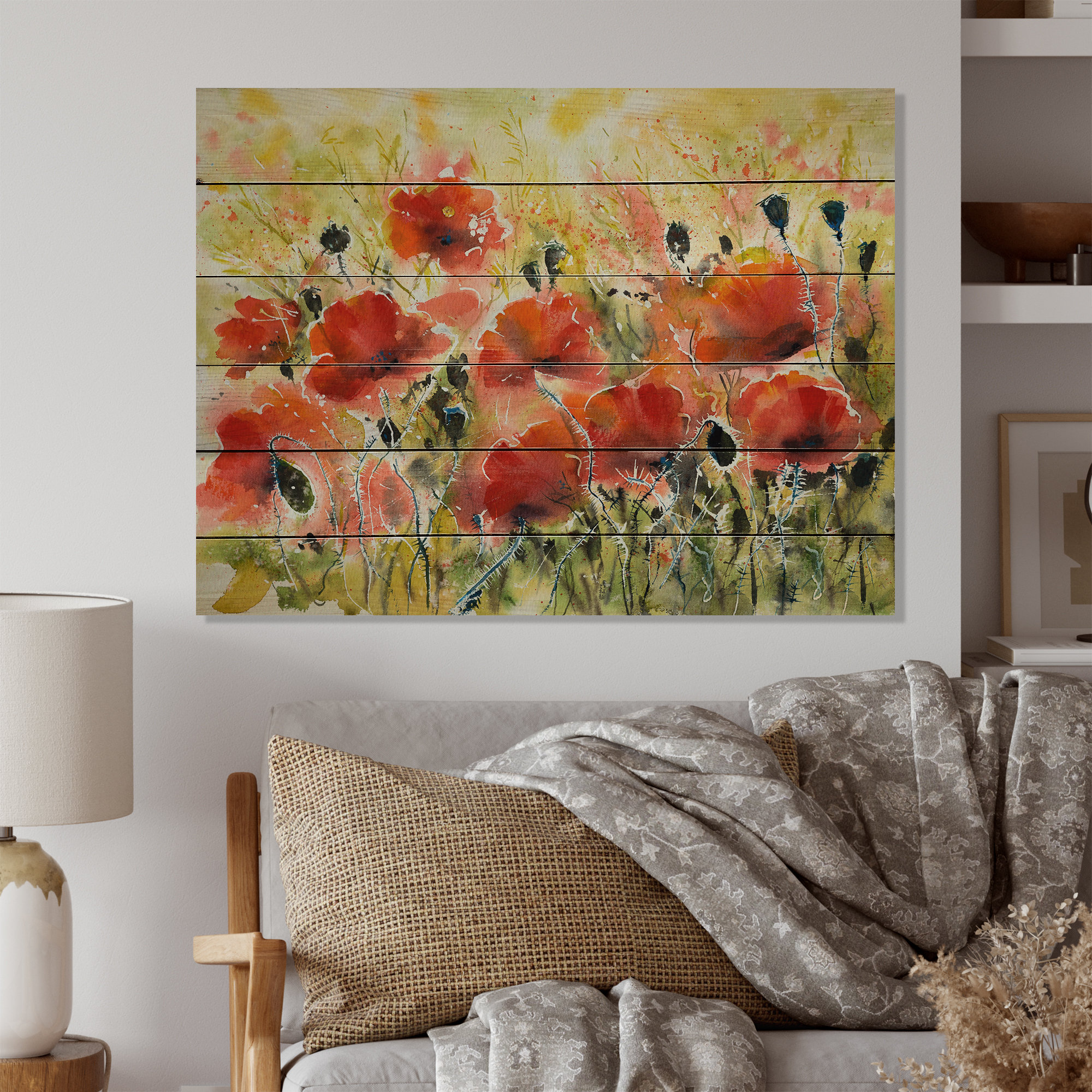 Winston Porter Color Red Poppy Flowers - Traditional Wood Wall Decor ...