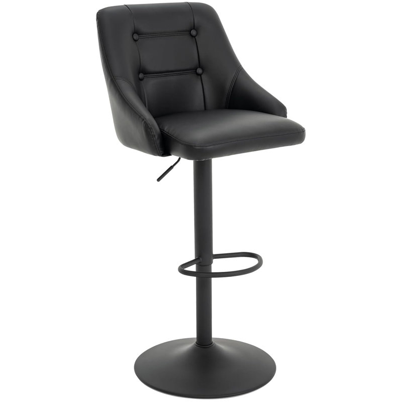 Annasha Swivel Adjustable Height Bar Stool, Black, Black/Polyurethane