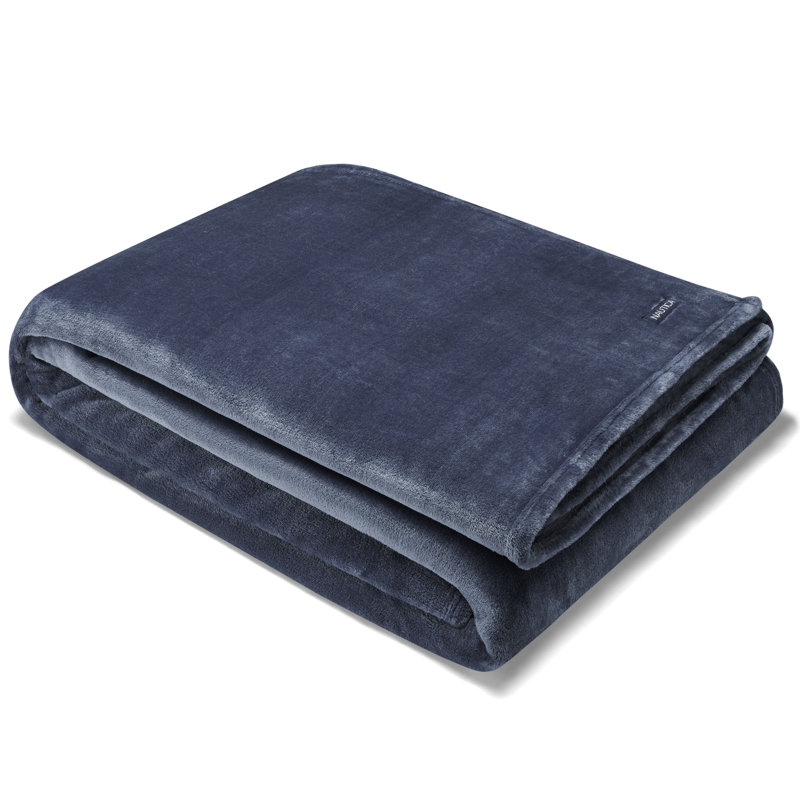 Couverture en molleton ultra doux Nautica Solid, Grand lit, Marine