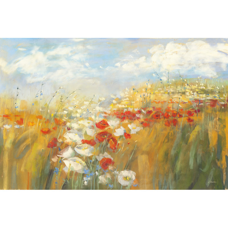 Coquelicots et larkspour, H 8 po x l 12 po x P 1,25 po