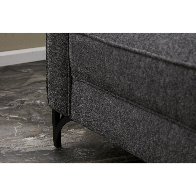 Modern Corner Sofa with Beech Wood Frame, 102.4 x 32.7 x 71.3 inches | 100% Polyester Fabric, Easy Clean | Metal Legs, 28 DNS Foam for Comfort | Anthracite & Black Colors, Industrial Design for Contemporary Living Spaces