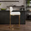 Tabouret de bar à hauteur fixe en métal doré et tissu crème - Ensemble de 2
