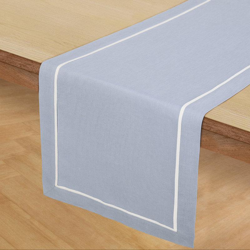 100% Pure Linen Table Runner -kensington, Dusty Blue, 36" x 14"
