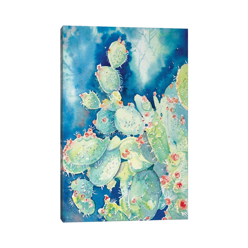 Topanga Prickly Pear Cactus by Luisa Millicent - Wrapped Canvas Painting, 30.48cm H x 20.32cm W