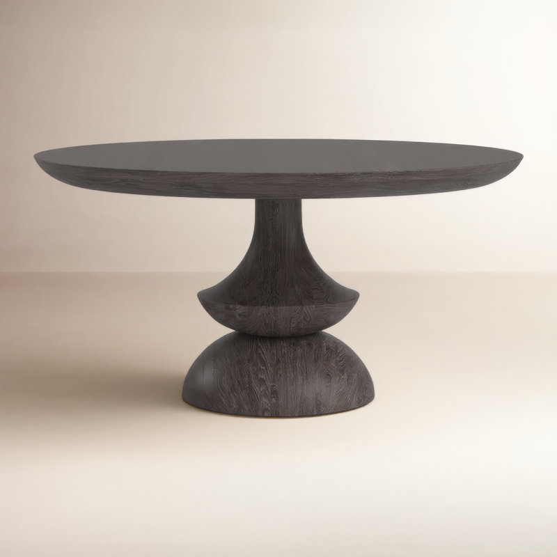 Ab Round Solid Wood Dining Table, Charcoal