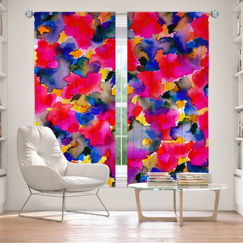 Rideau en polyester, Rouge / orange / bleu, L 40 po x L 82 po