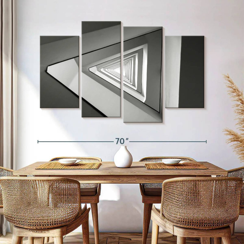 Lilie Infinite Gray Triangles, 42" H x 68" W