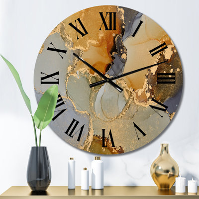 Horloge murale moderne brune et noire