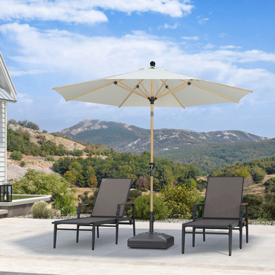 8 Feet Patio Umbrella with Base Outdoor Umbrella Round Market Umbrella with Crank & 8 Ribs Commercial Aluminum Table Umbrella for Outdoor Garden